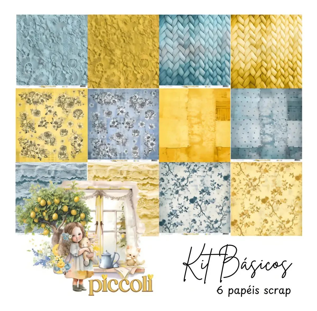 6 Papéis Scrap 240g Básic Gold&jeans Piccoli-carina Sartor