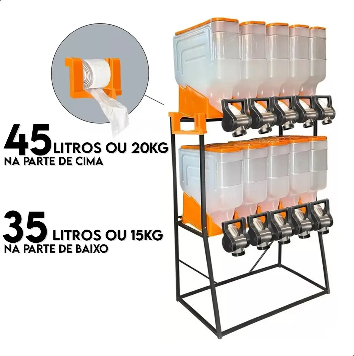 Mec Pet Dispenser Porta Cereais Ração 45l Cor Laranja