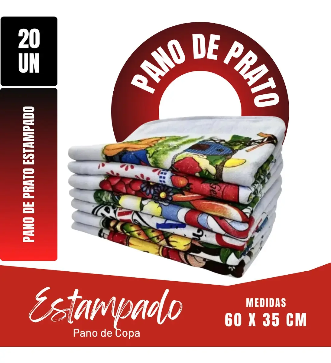 Kit com 20 Panos de Prato Neves de Algodão Branco para Cozinha 60x35cm