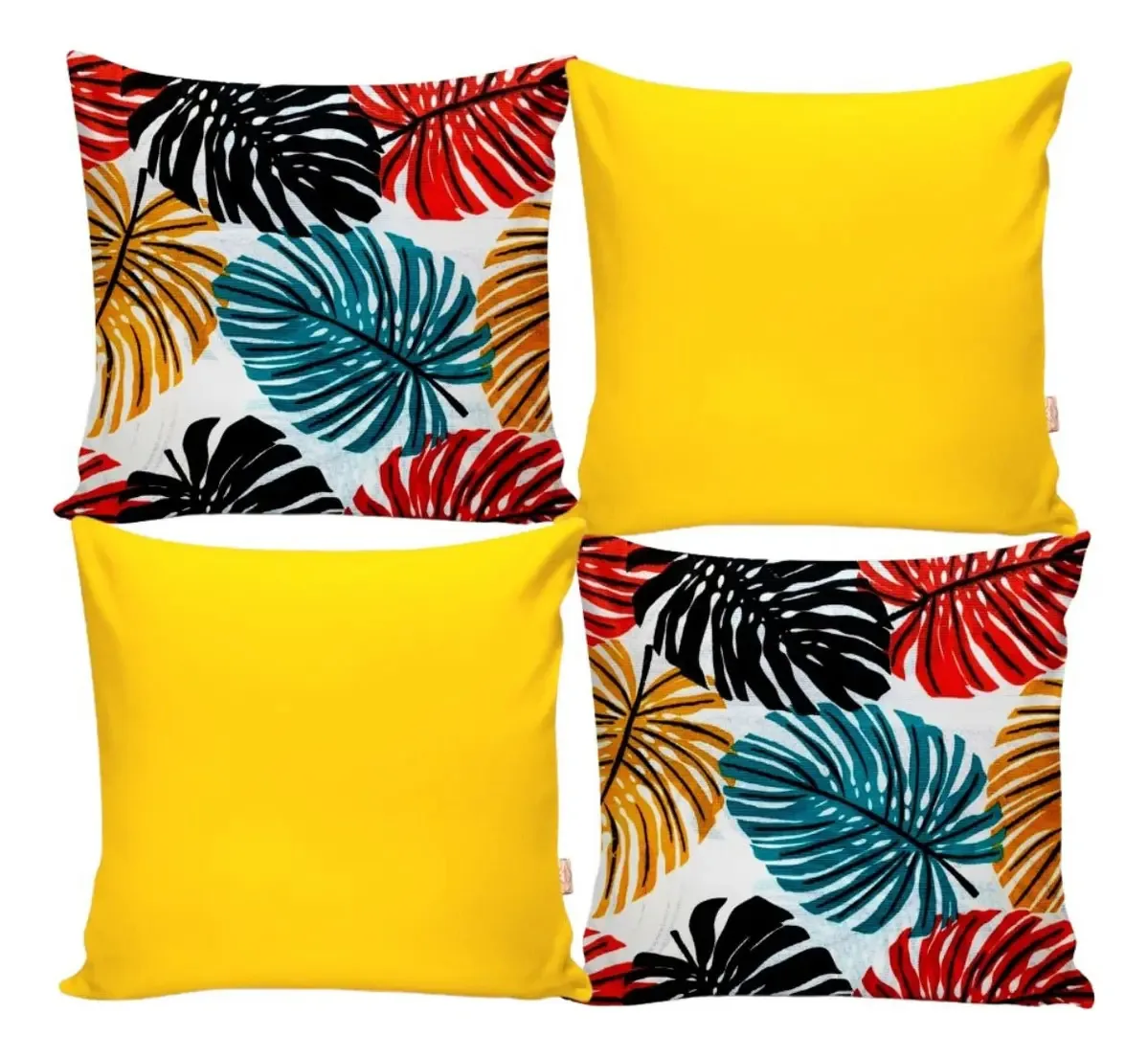 Capas De Almofadas Maria Lisa E Estampada Amarelo 4 Unidades Liso
