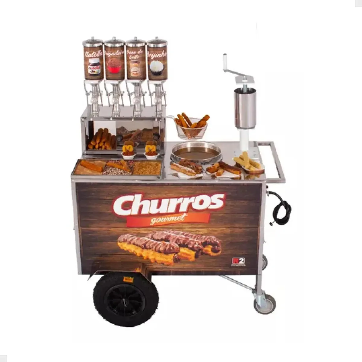Carrinho Churros Gourmet Masseira Fuso Tubo E 4 Doceiras R2