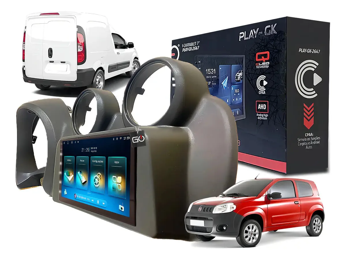 Multimídia Android Play 64 GB Carplay Fiorino GENKO GK-PLAY-2647 Cor Grafite