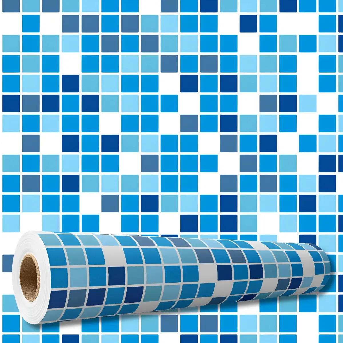 Adesivo Decorativo 3 Metros Papel Parede Pastilha Azul Cozinha Lavável Banheiro Box