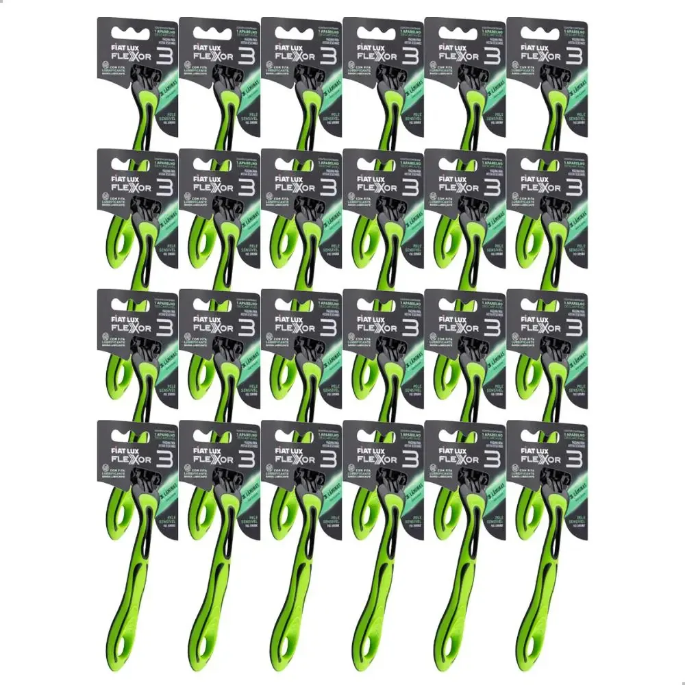 Aparelho De Barbear Com Fita Lubrificante 3 Laminas Kit 24un