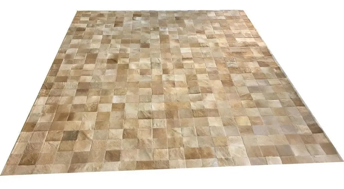 Tapete De Couro Bege 2,00x2,50 Sem Bordas Peça 10x10cm