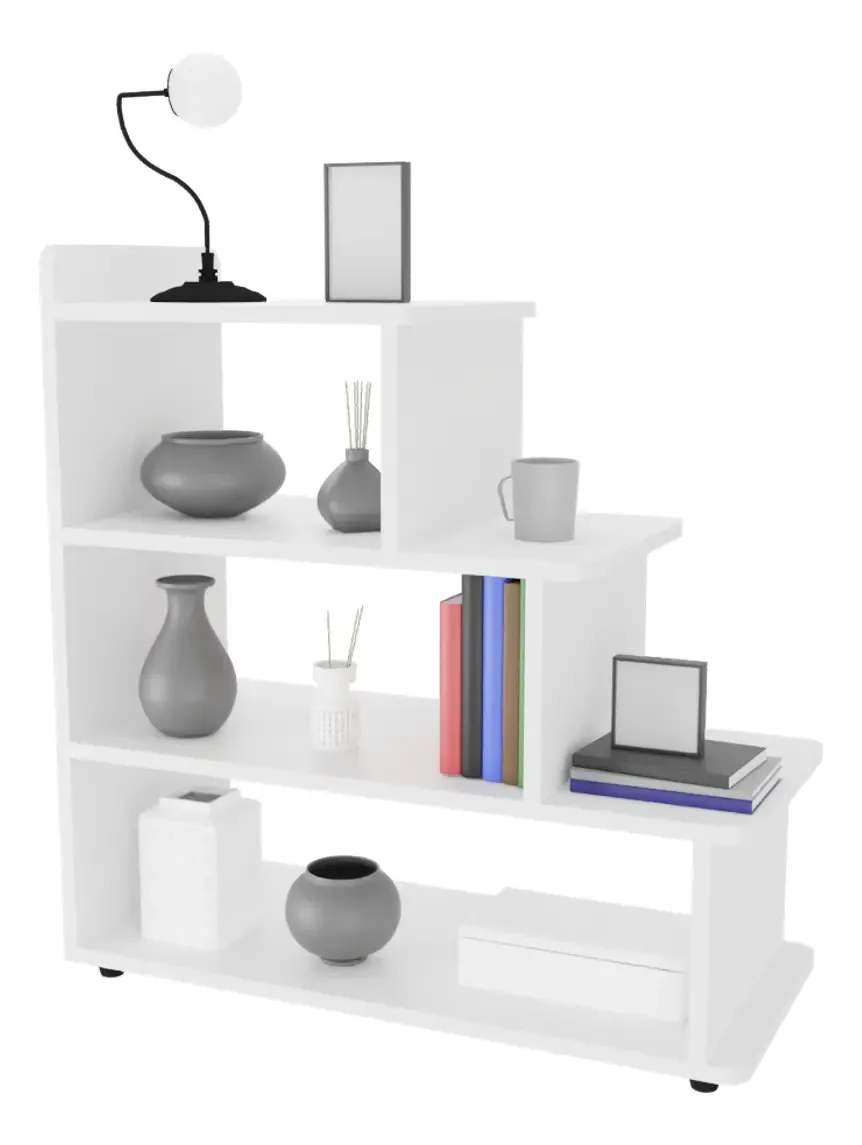 Estante Degrau Para Livros E Brinquedos Com 3 Prateleiras Cor Branco