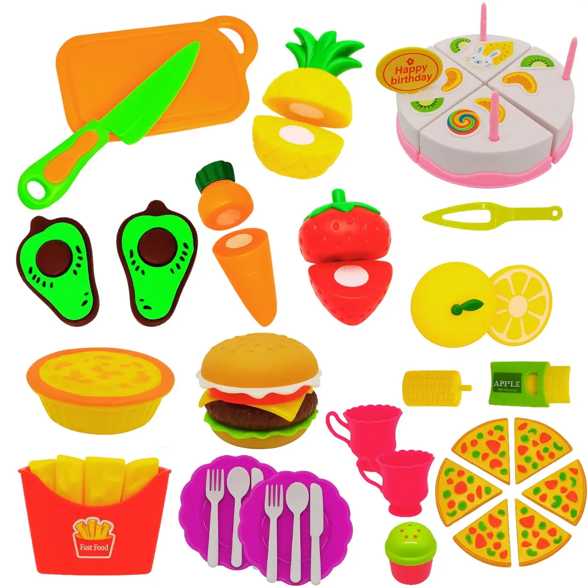 Comidinha Brinquedo De Cortar Cozinha Verduras Frutas Velcro Legumes Crec Crec Infanrtil Meninos Meninas