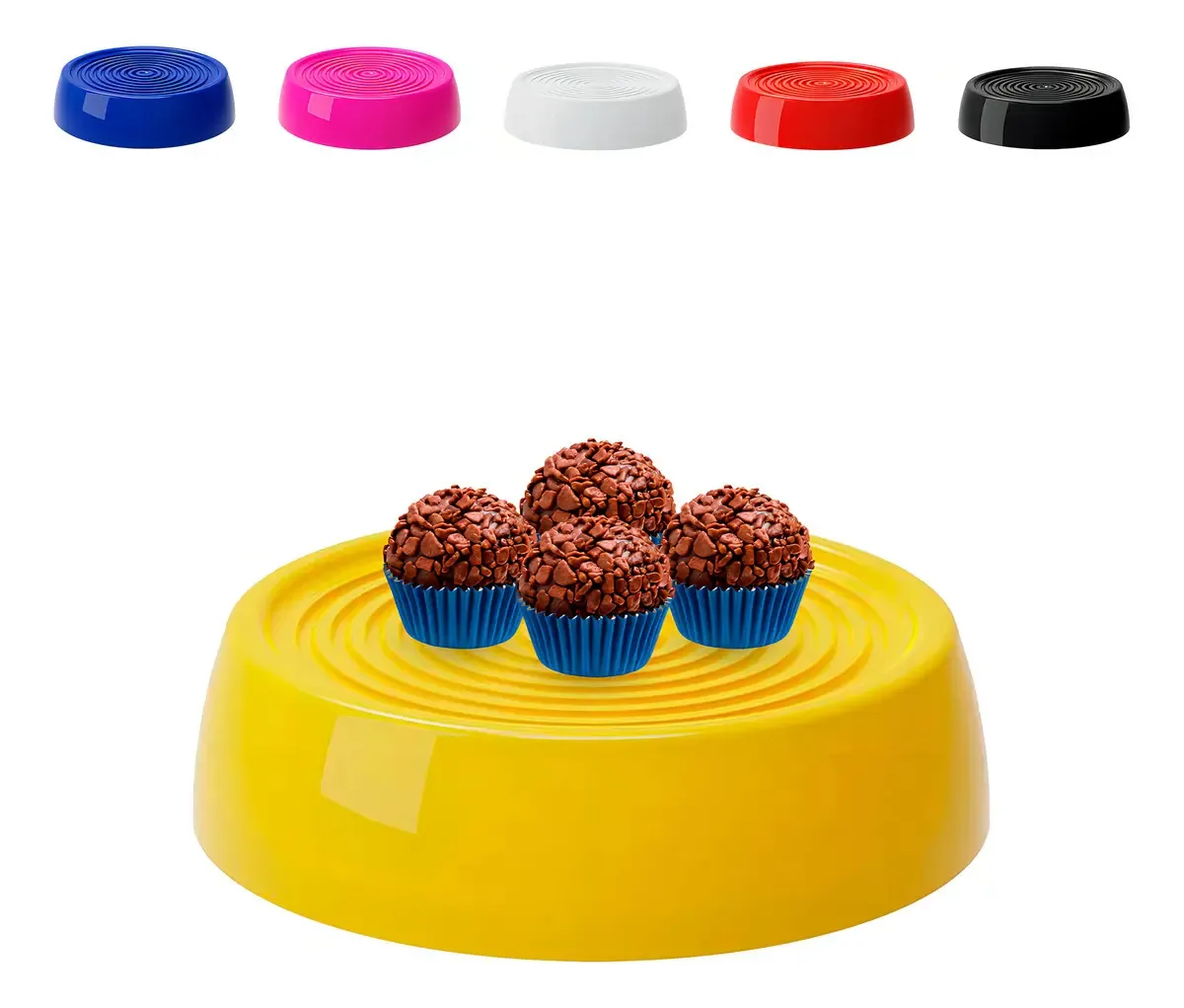 Bandeja Redonda Plástica 17cm Azul ProduFest Para Bolo E Doces