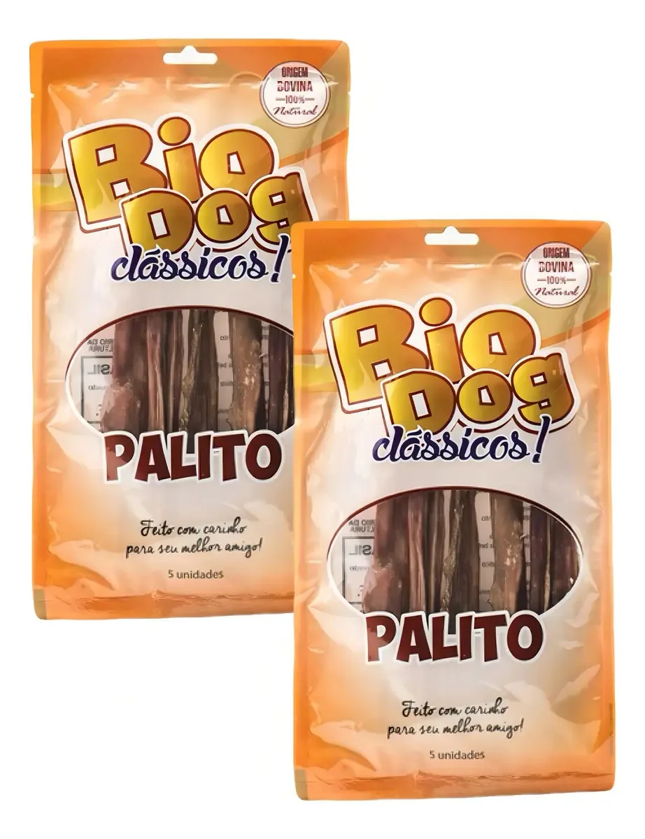 2x Petisco Bio Dog Palito Clássicos- Petisco Para Cães- 5 Un