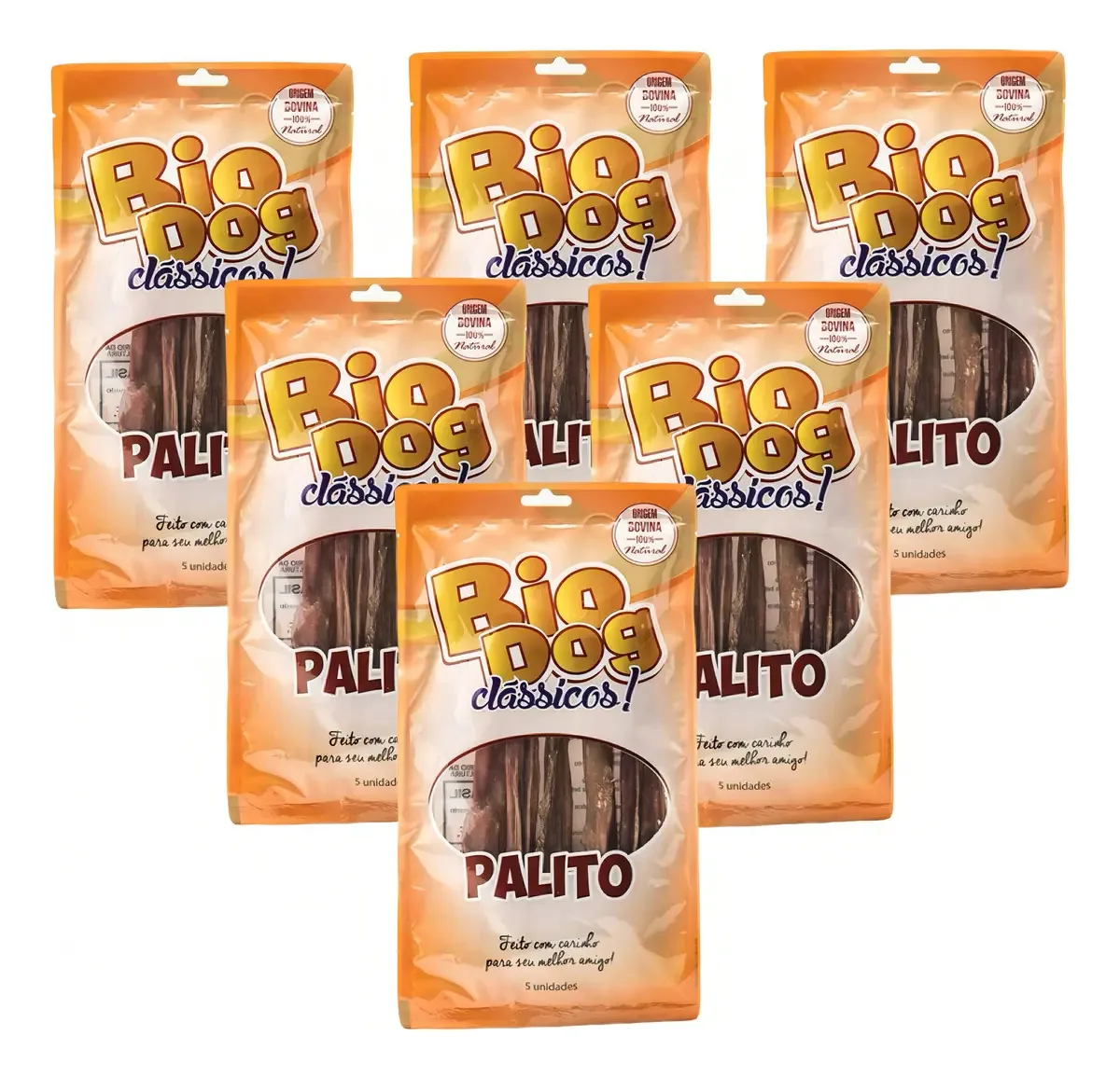 6x Petisco Bio Dog Palito Clássicos- Petisco Para Cães- 5 Un