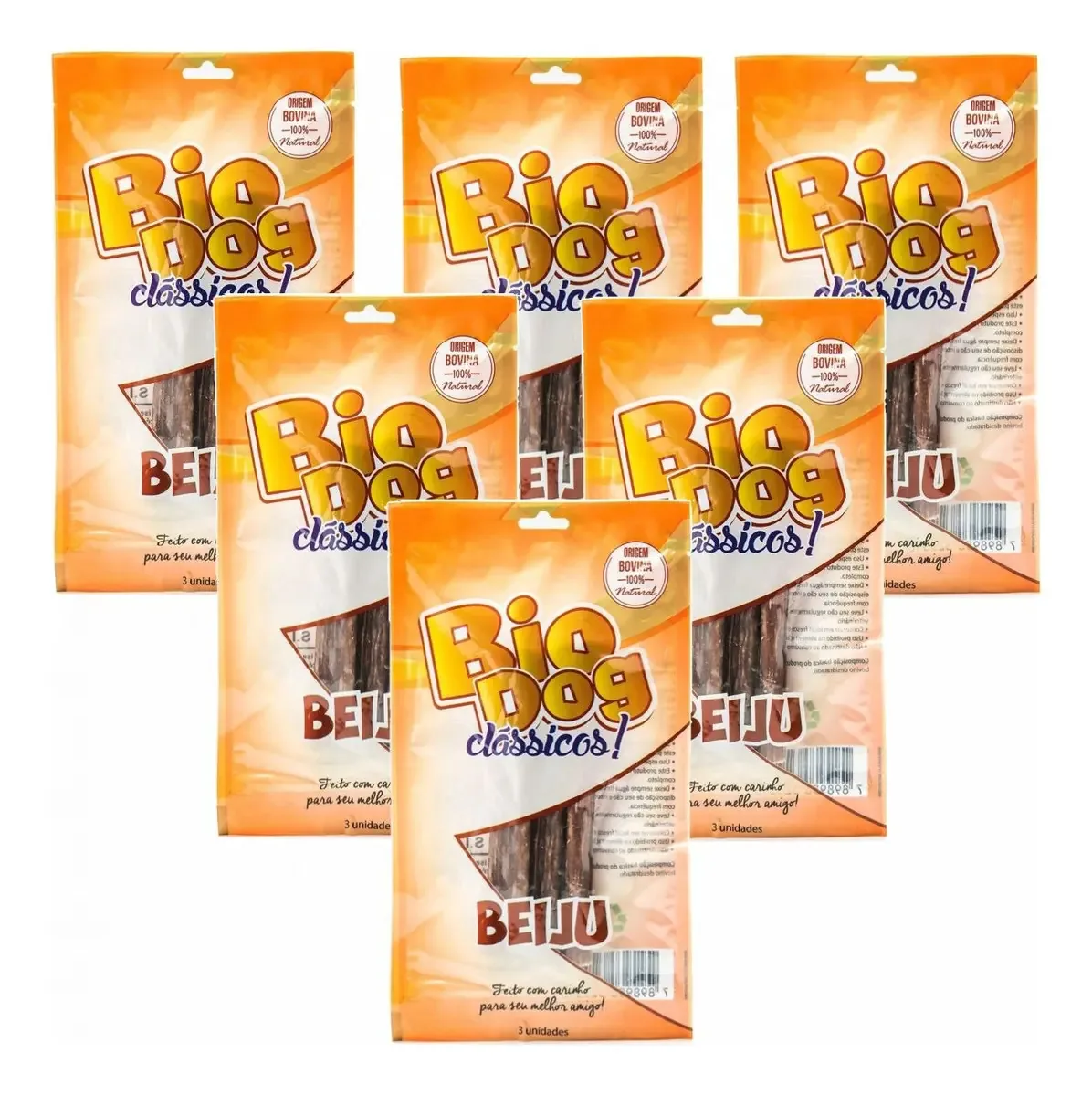 6x Petisco Bio Dog Beiju Clássicos- Petisco Para Cães- 3 Un