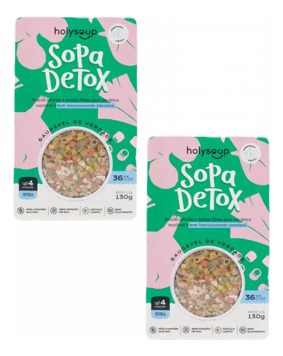 2x Sopa Detox Sem Glúten - Holysoup - 130g