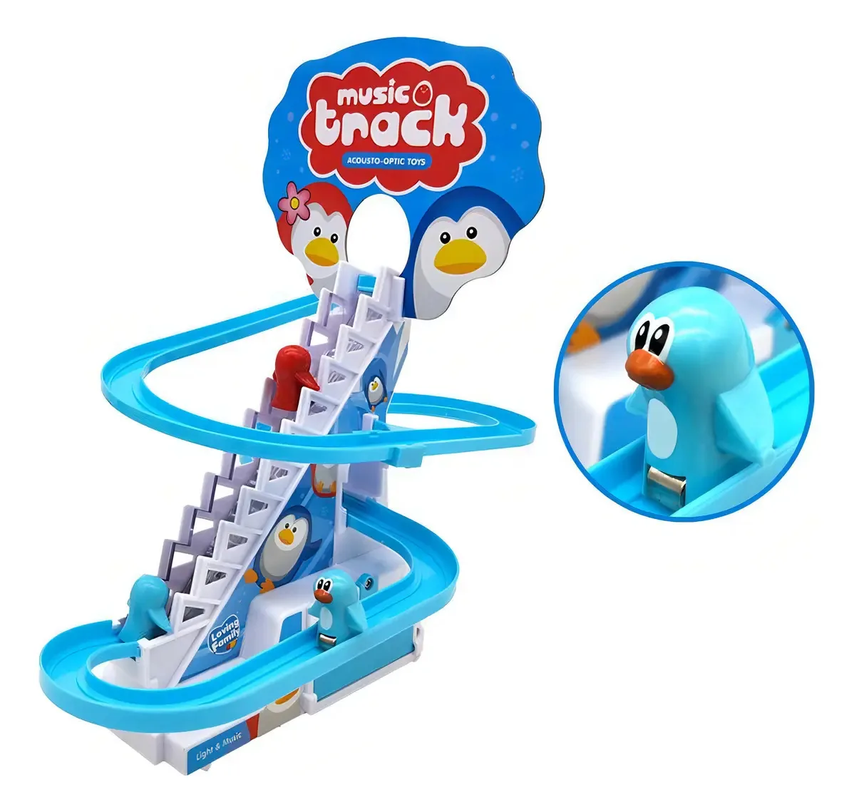Pinguim Musical No Tobogã - Deslizante Automático - Abs