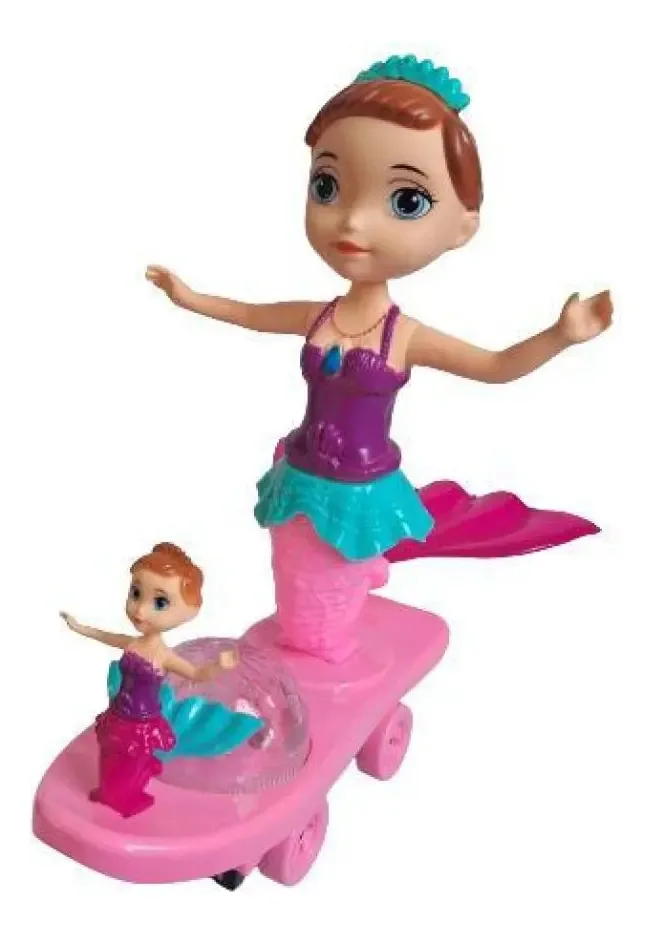 Sereia Iluminada Skate Musical Com Giratórios
