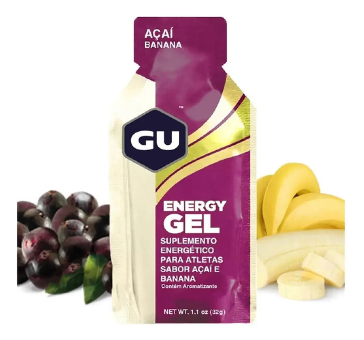 Gu Energy Gel Caixa 24 Sachês Sabores Sabor Açaí Com Banana
