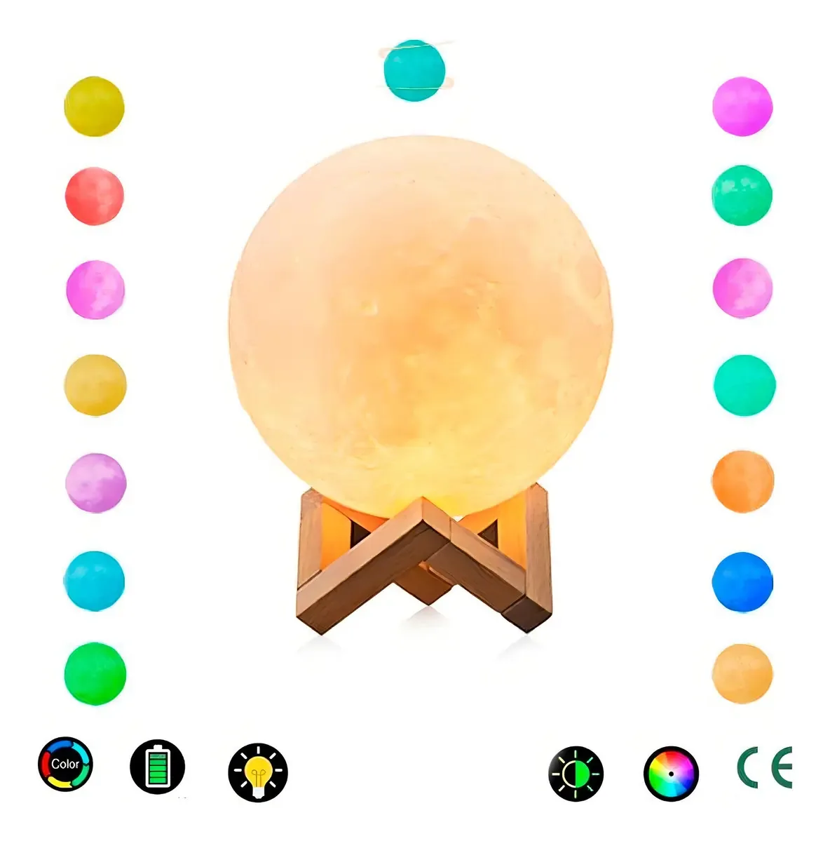 Abajur Lua Cheia 3d Umidificador De Ar E Difusor Aromas Rgb