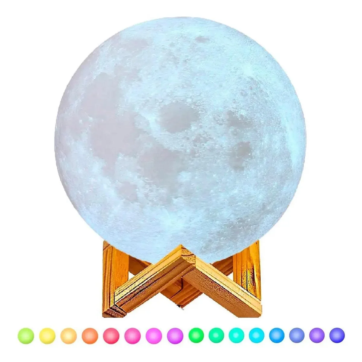 Abajur Lua Cheia 3d Umidificador De Ar E Difusor Aromas Rgb