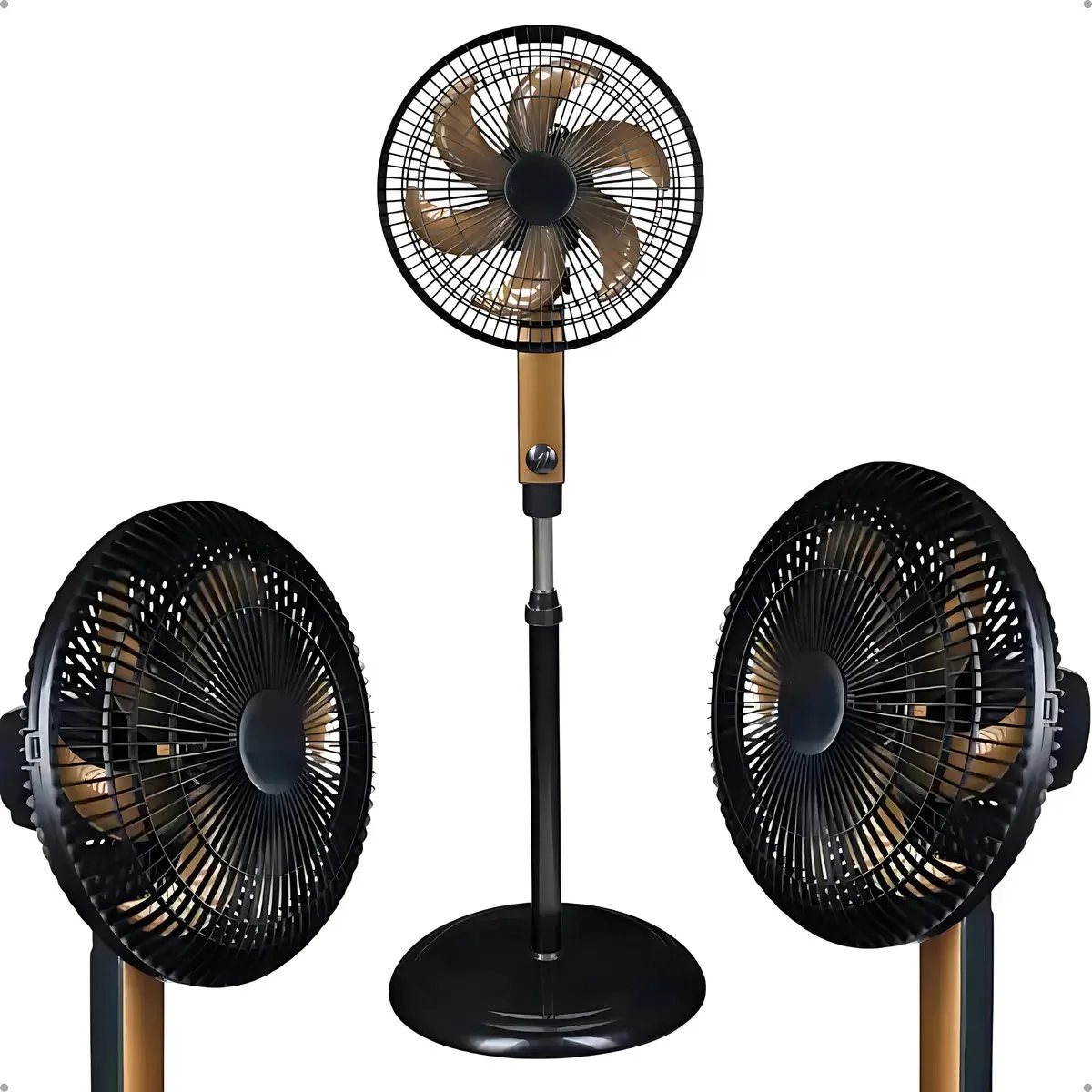 Kit 02 Ventiladores Osc Coluna 40cm Turbo Preto/bronze