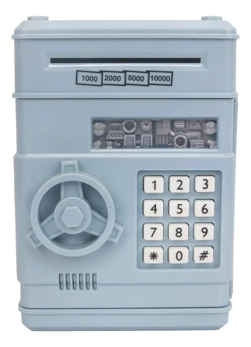 Cofre Infantil Digital Eletrônico STG Eletro Azul Cédulas Moedas