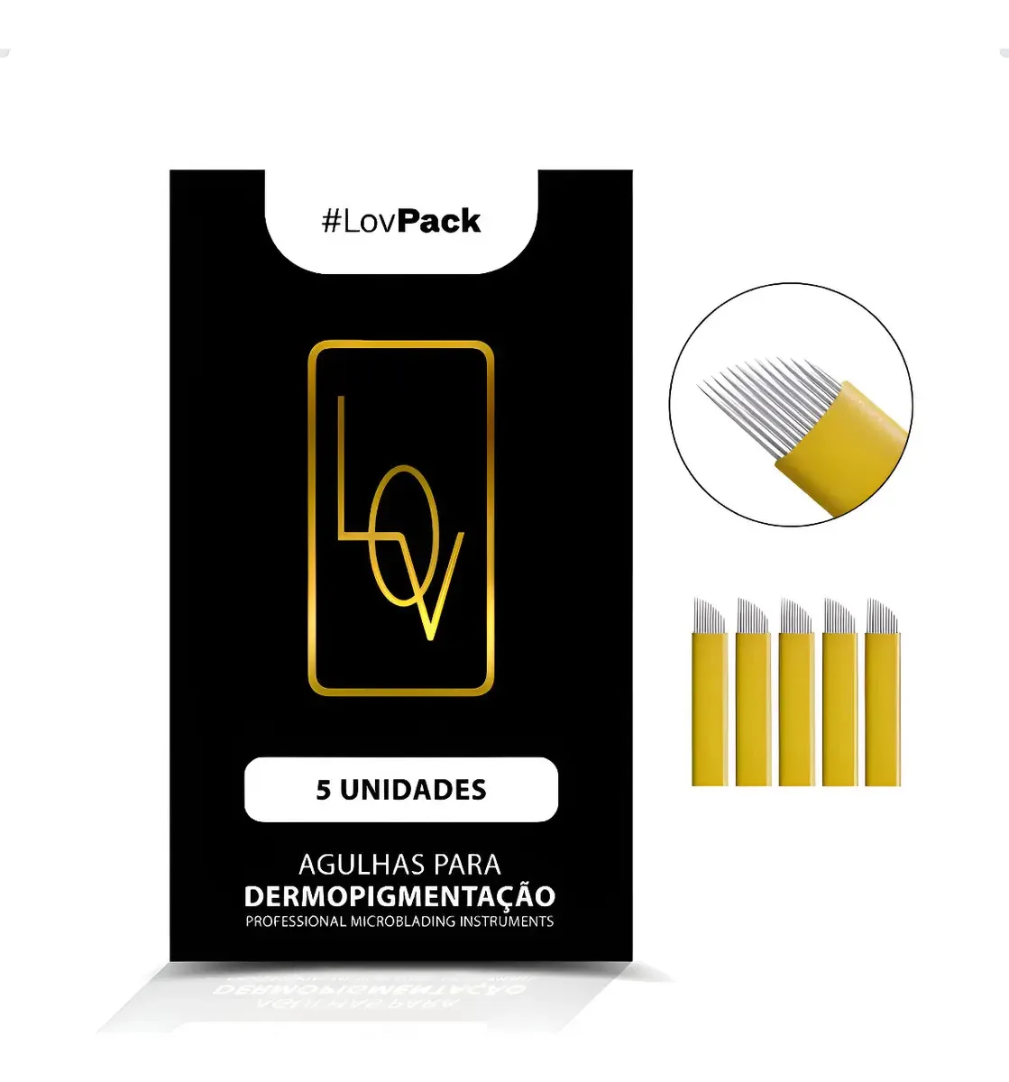 5 Agulhas Tebori Nano Flex Ponta 0.18mm Micropigmentação 12c Amarelo