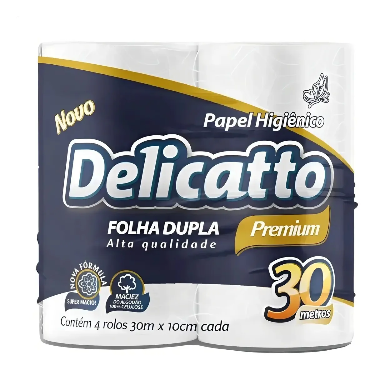 Papel Higiênico Delicatto Folha Dupla 30m 4 Rolos Premium