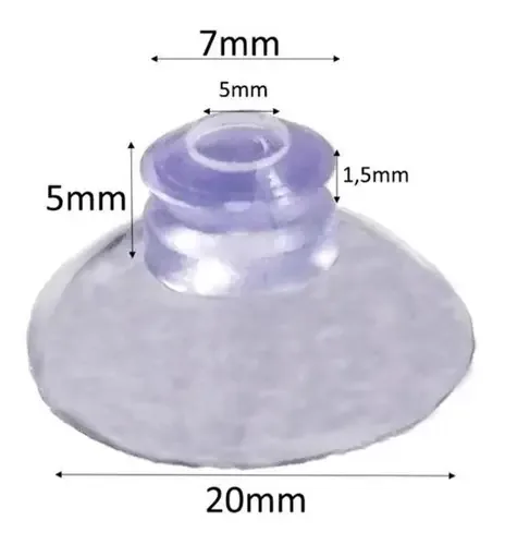 Kit 20 Ventosas 20mm (2cm) Silicone Para Vidro Acrílico Pvc