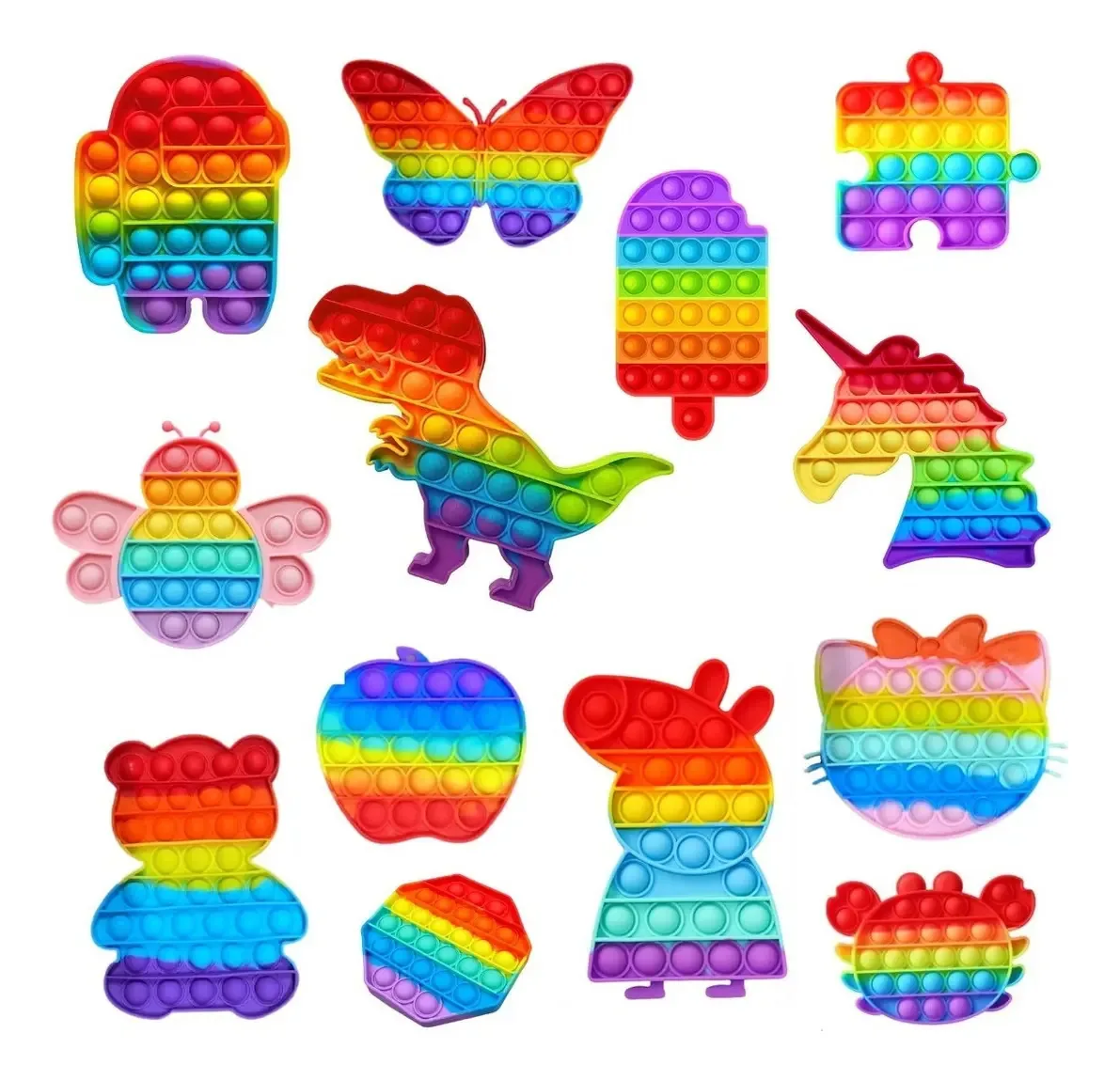 Anti Stress Popit Fidget Autismo Crianças E Adultos Cor Octógono Colorido