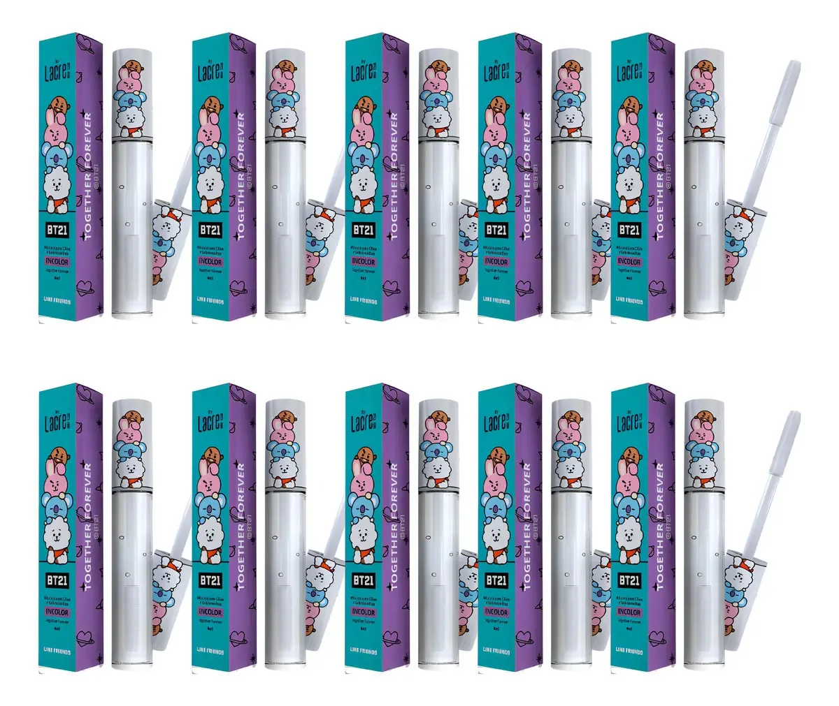 Máscara Para Cílios E Sobrancelhas Bt21 Incolor 10 Unidades