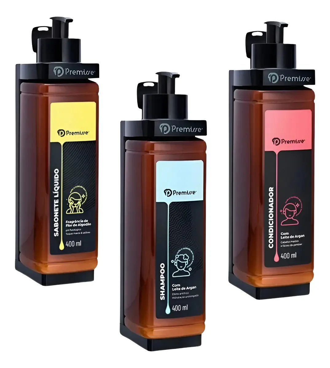 Kit Shampoo Condicionador Sabonete + Dispensers Hotelaria