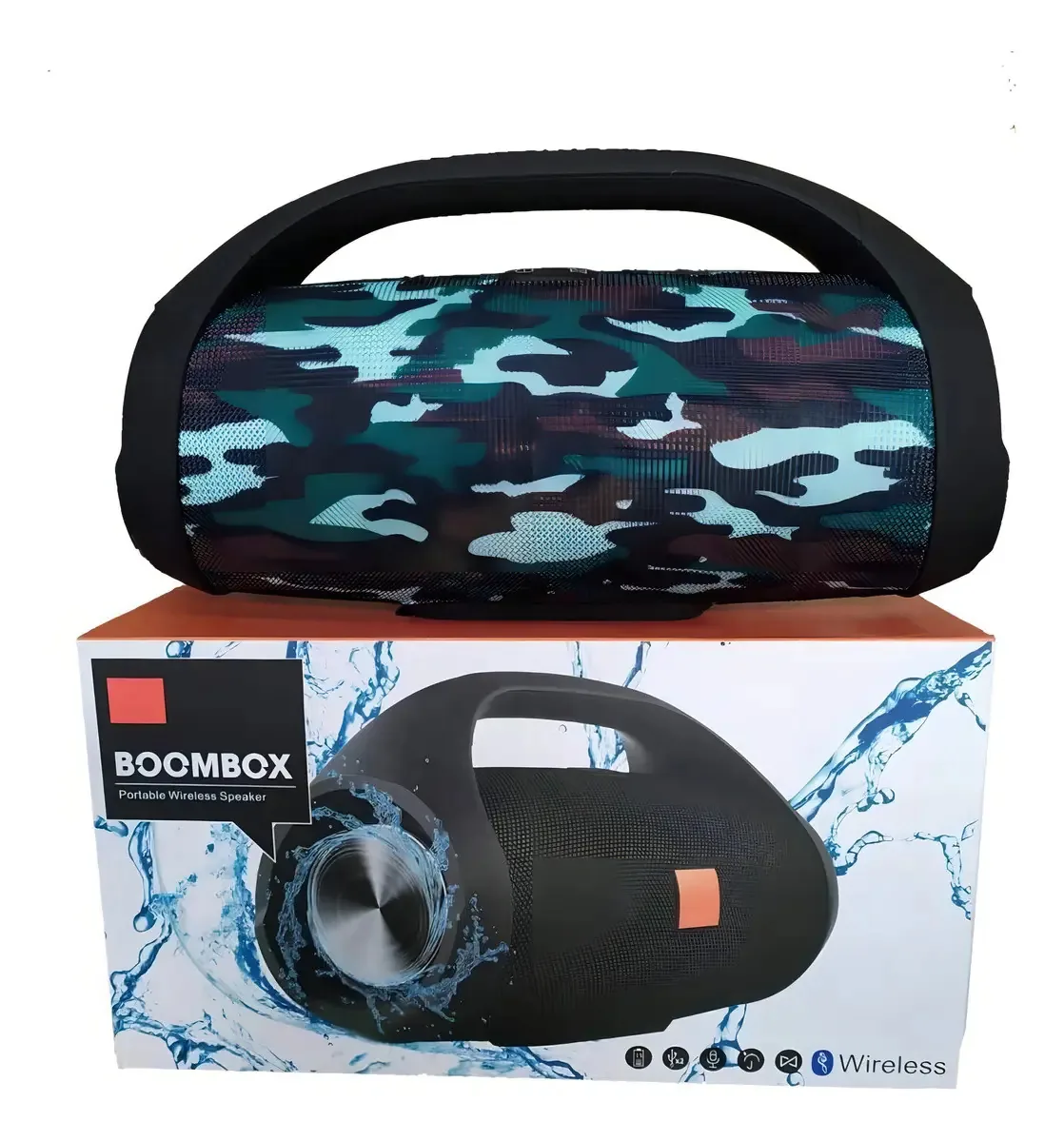 Caixa de Som Boombox Bluetooth Portátil de 40W e 35cm