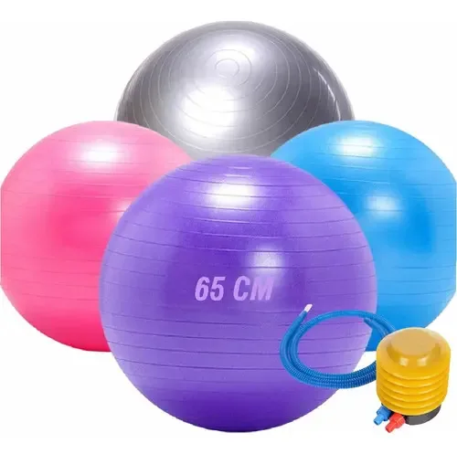Bola Pilates Yoga Funcional 65cm Suporta 200kg Premium Bomba Cor Prata