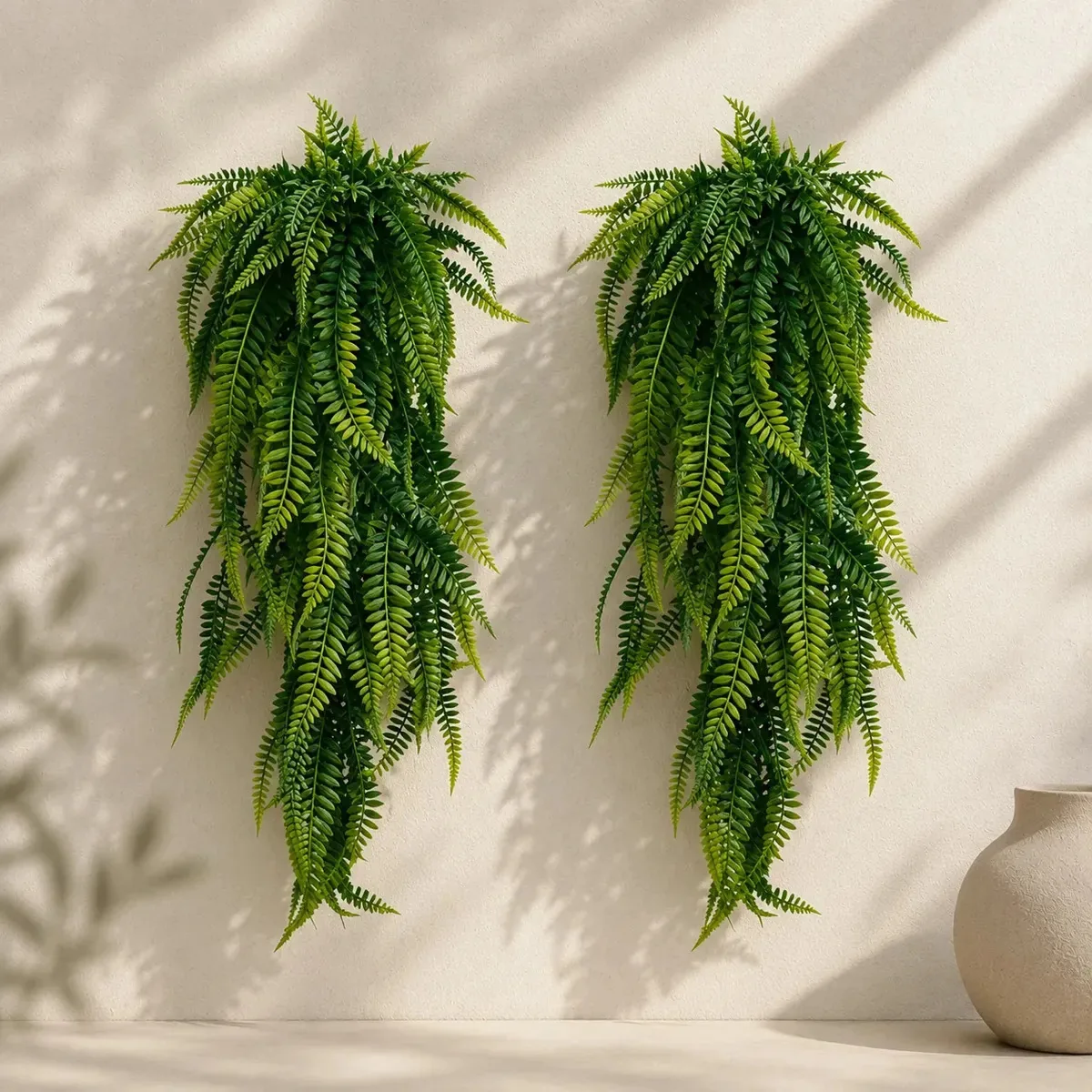 2 Pendentes De Samambaia Artificial Jardim Vertical Folhagem Planta Realista