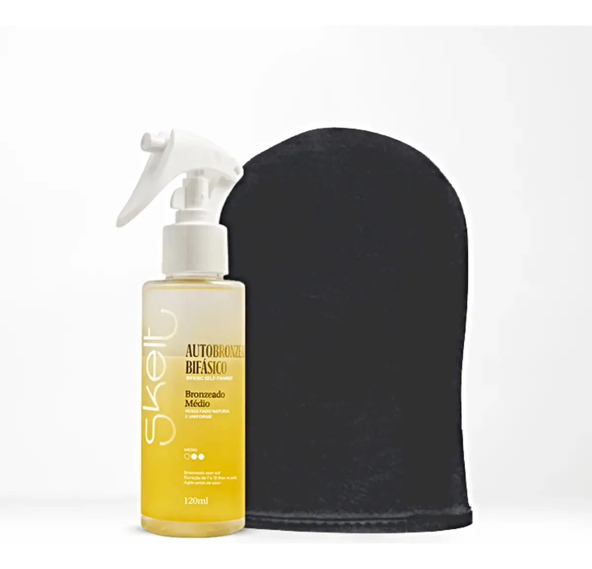 Kit Skelt Autobronzeador Bifásico 120ml+ Luva Aplicadora
