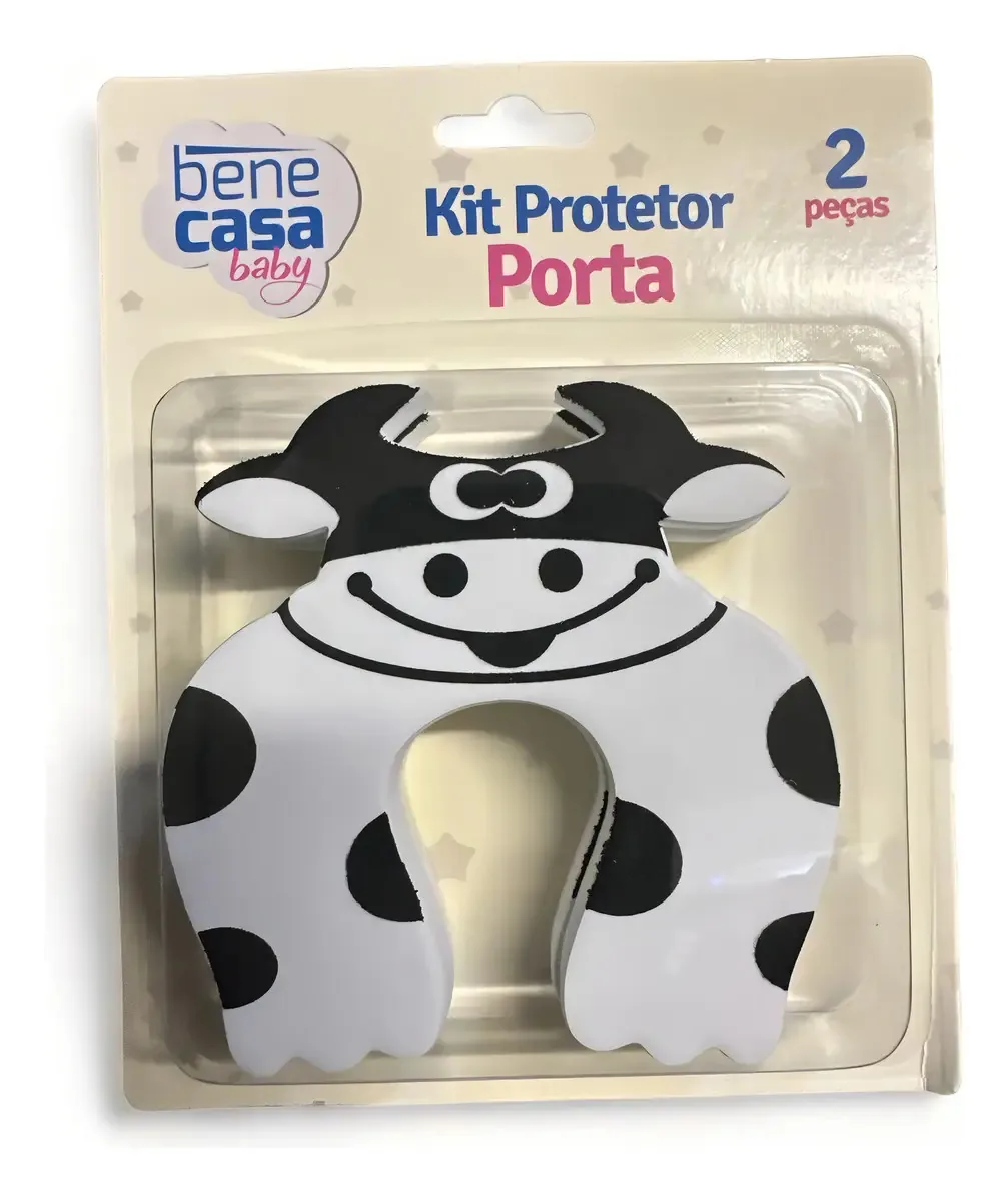 Kit 2 Protetores Porta Bebê Vaquinha EVA Bene Casa Segurança