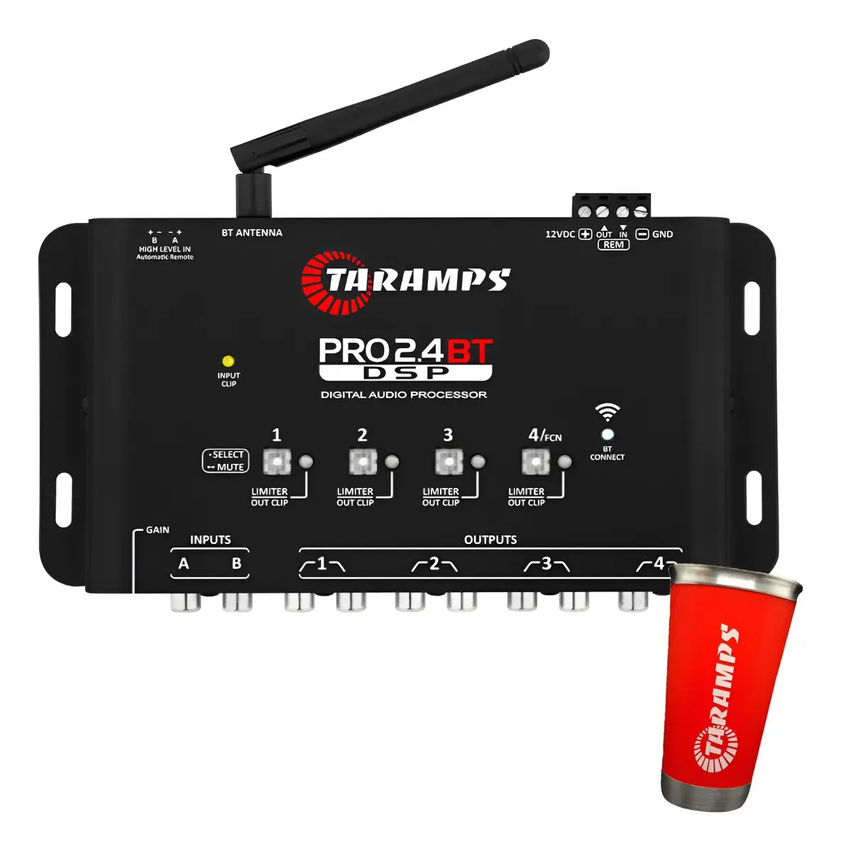 Processador De Audio Pro 2.4 Bt Taramps 4 Vias Mexa No App Cor Preto