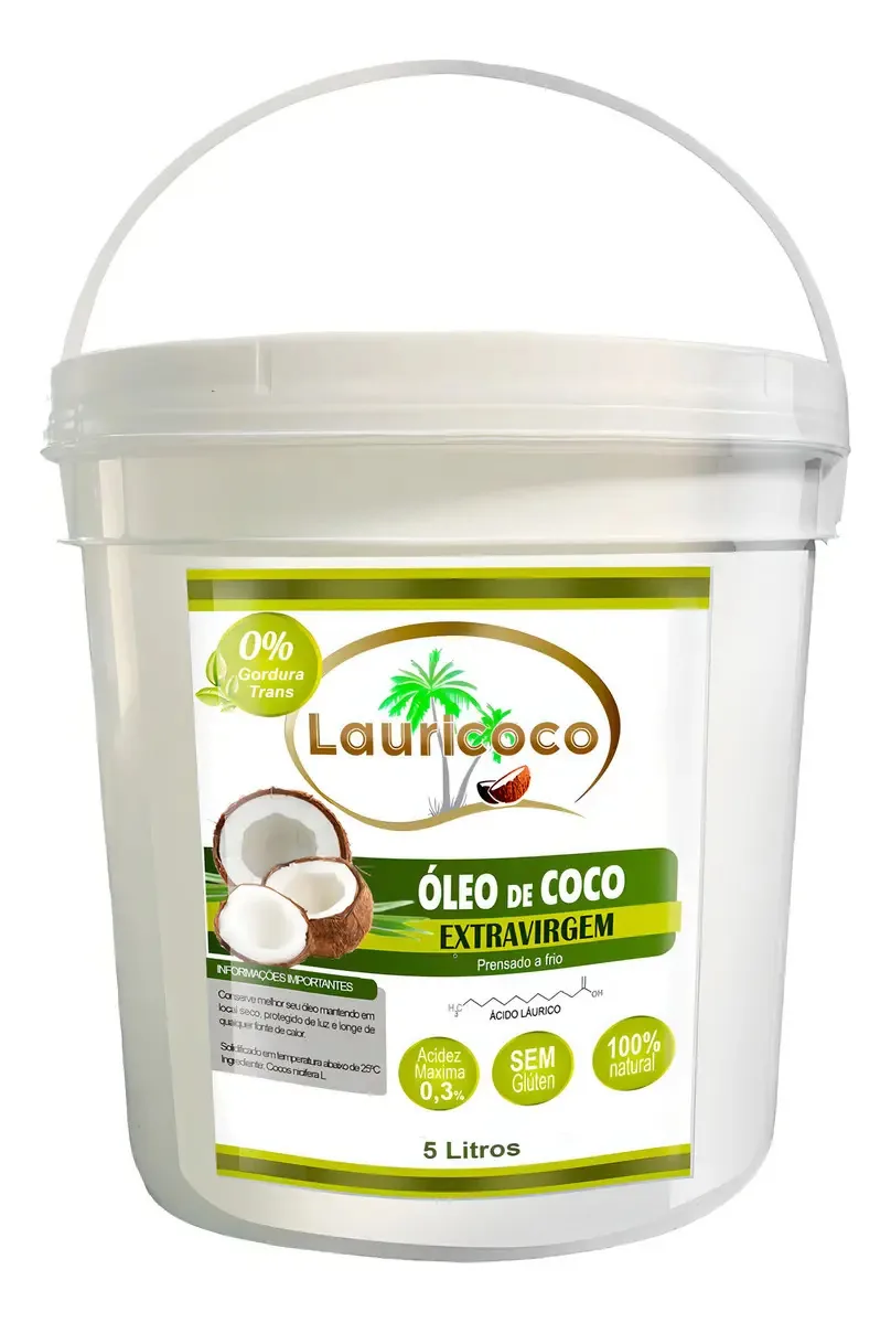Óleo De Coco Extra Virgem 5 Litros Com Sabor E Aroma Do Coco
