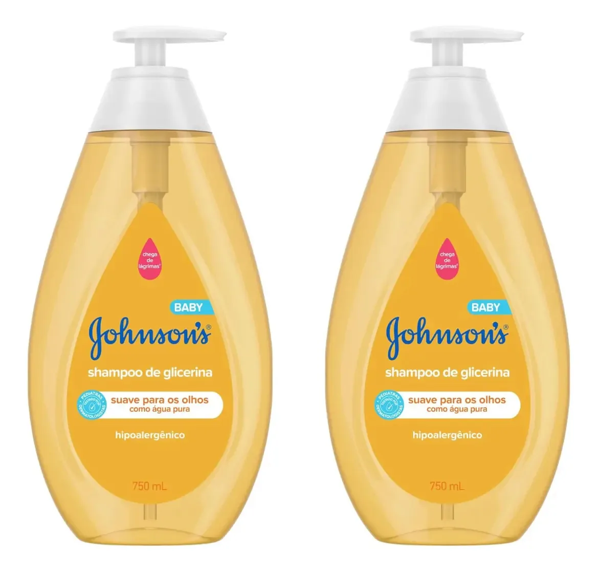 Pack com 2 Shampoos Johnson's Baby Regular para Cabelos Suaves de 750 mL