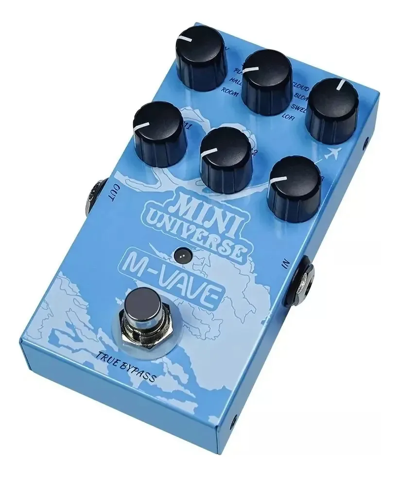 Pedal De Efeitos Mini Universe Reverb Digital 9 Tipos Cor Azul