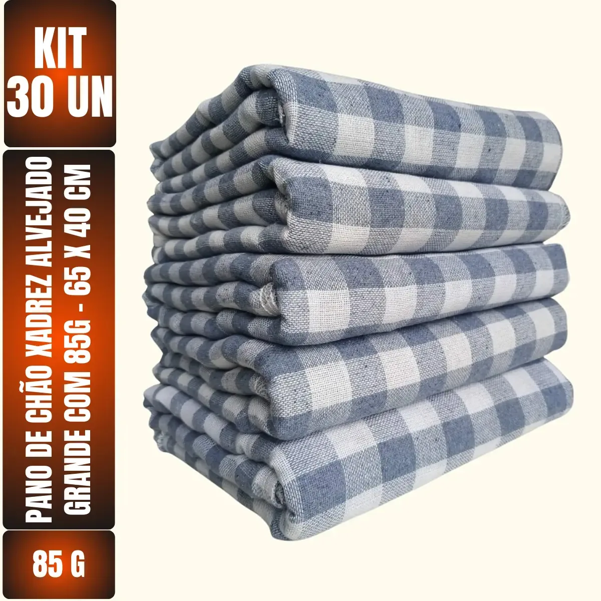 Kit 30 Panos de Chão Algodão Neves Azul 65x40cm Superabsorvente