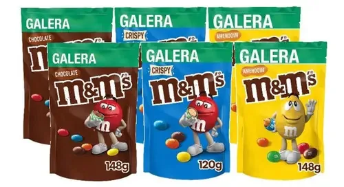 Kit 6 Degustação M&ms Confeito Chocolate Crispy Amendoim