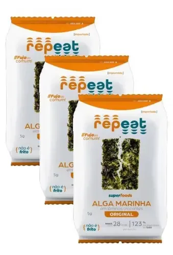 3 Snack Alga Marinha Assada Tradicional Veggie Sea's Nori 5g
