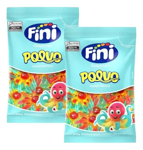 Kit 2 Bala Gelatina Fini Polvo Brilho Frutos Do Mar 500g