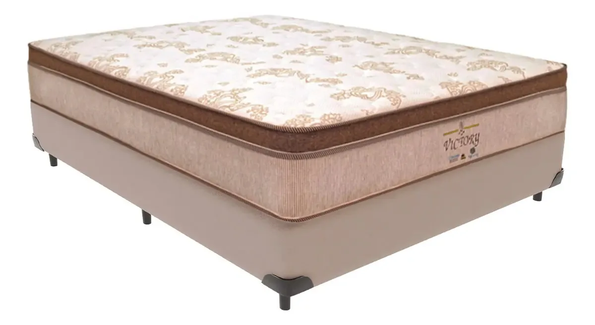 Cama Box Casal e Colchão Victory 138x188x30 Molas Ensacadas