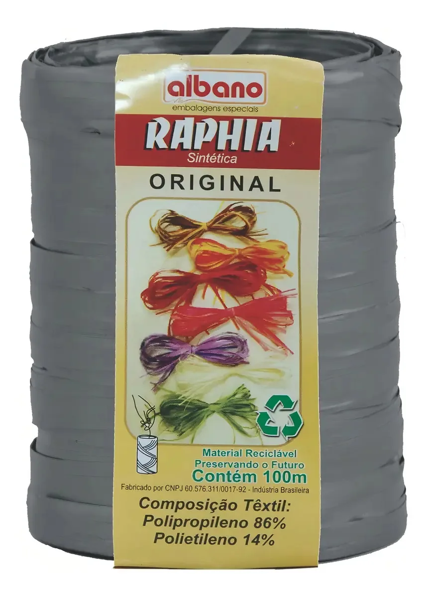 Fita Ráfia Maxi Sintética 100m Colorida P/ Laços E Embrulhos Cor Chumbo