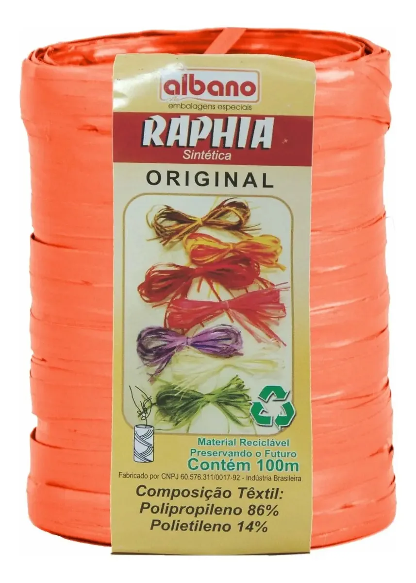 Fita Ráfia Maxi Sintética 100m Colorida P/ Laços E Embrulhos Cor Apricot