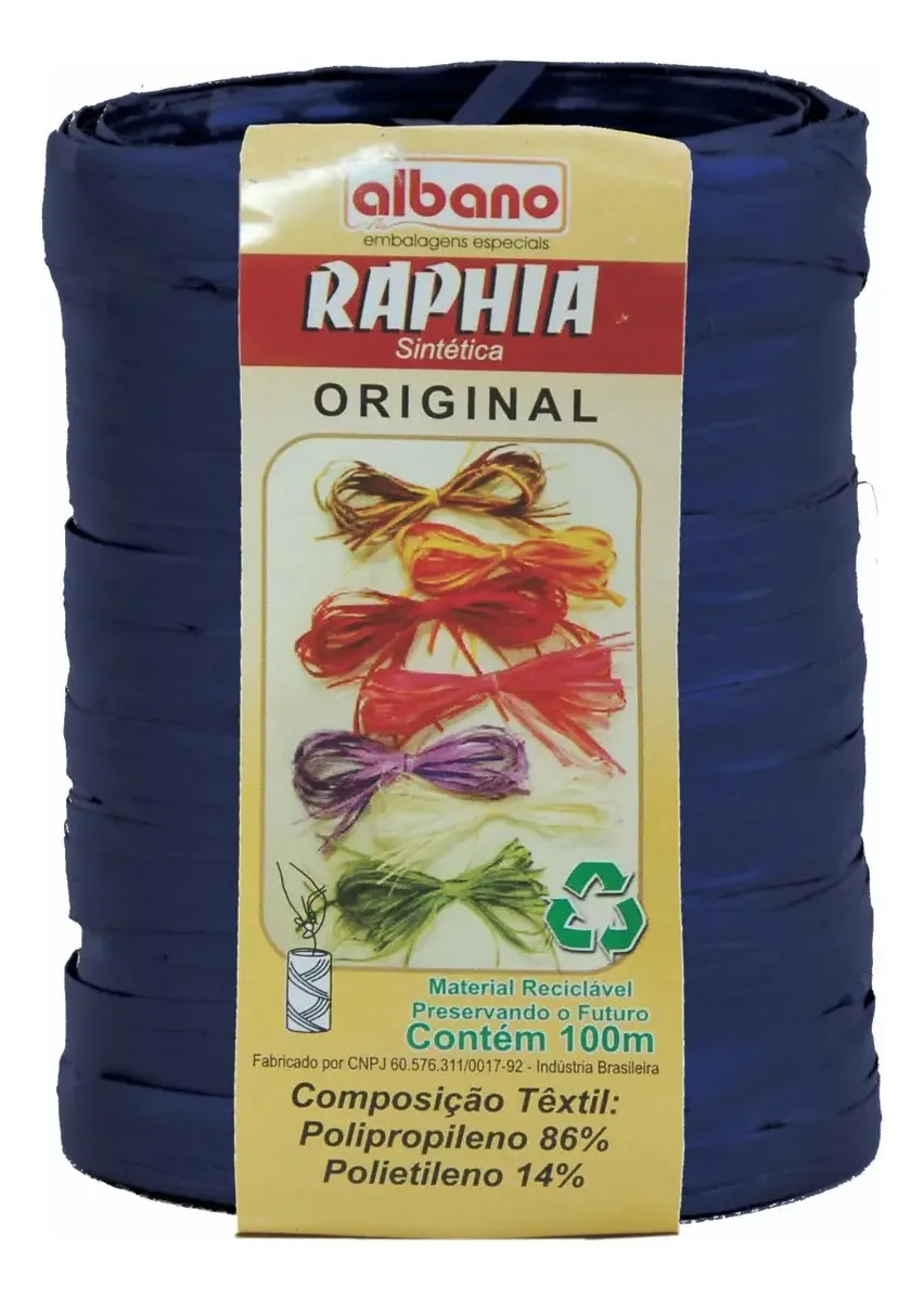 Fita Ráfia Maxi Sintética 100m Colorida P/ Laços E Embrulhos Cor Azul-marinho
