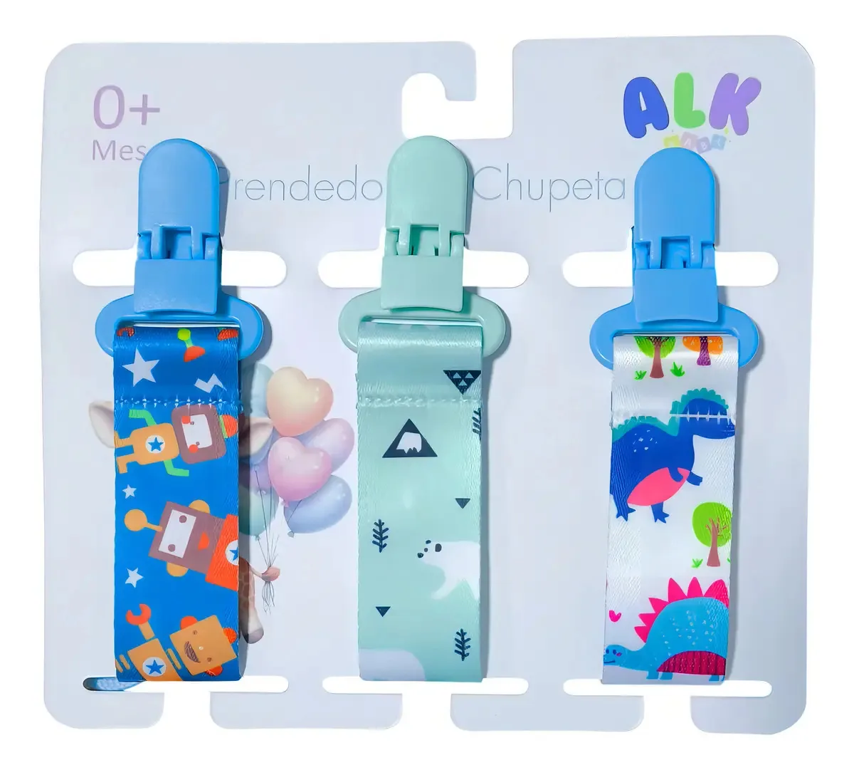 Kit 3 Prendedores Chupeta Alk Baby