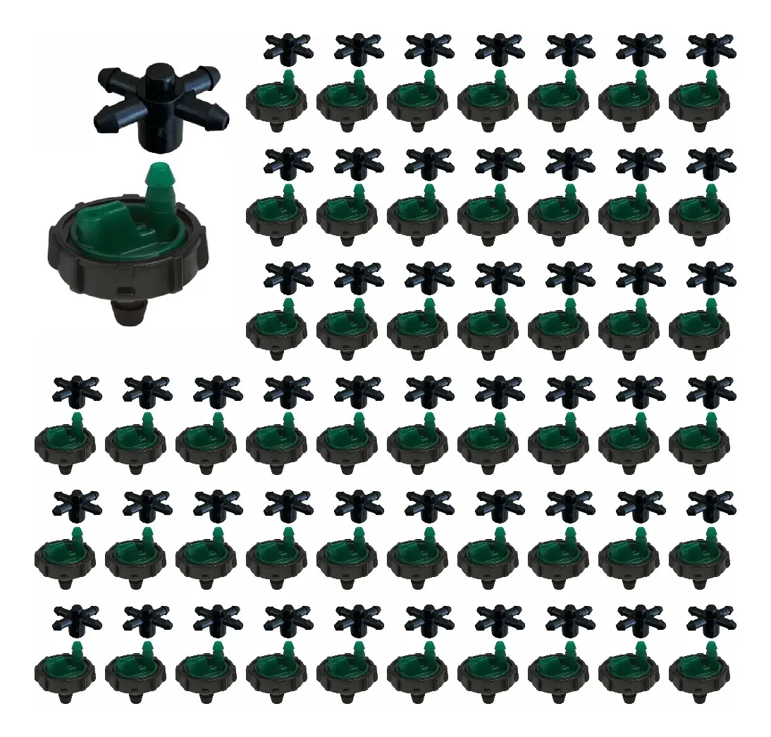 Botão Gotejador E Conectores 4 Saídas 3mm - Kit 100 Und Cor 4,0l/h - Negro