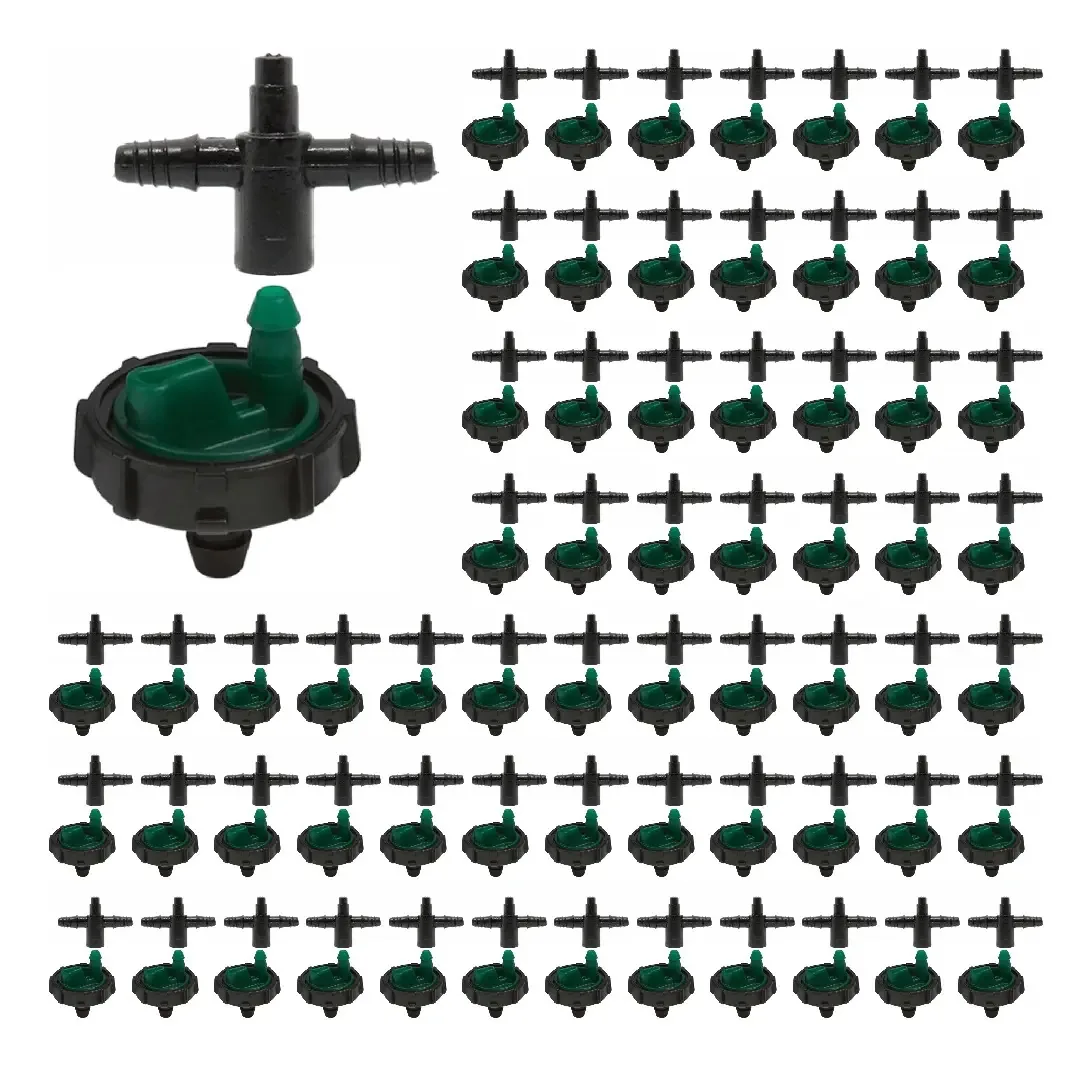 Botão Gotejador E Conectores 2 Saídas 3mm - Kit 200 Und Cor 8,0l/h - Verde