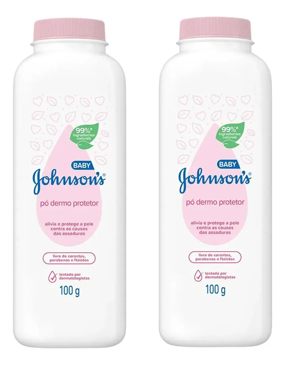 Kit 2 Talco Johnsons Baby 100g Dermo Protetor Suave
